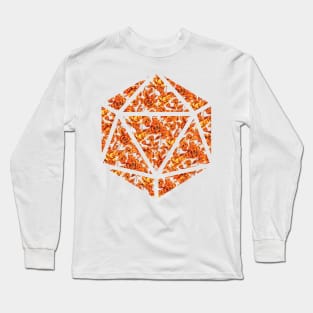 Orange Sunset Gradient Rose Vintage Pattern Silhouette D20 - Subtle Dungeons and Dragons Design Long Sleeve T-Shirt